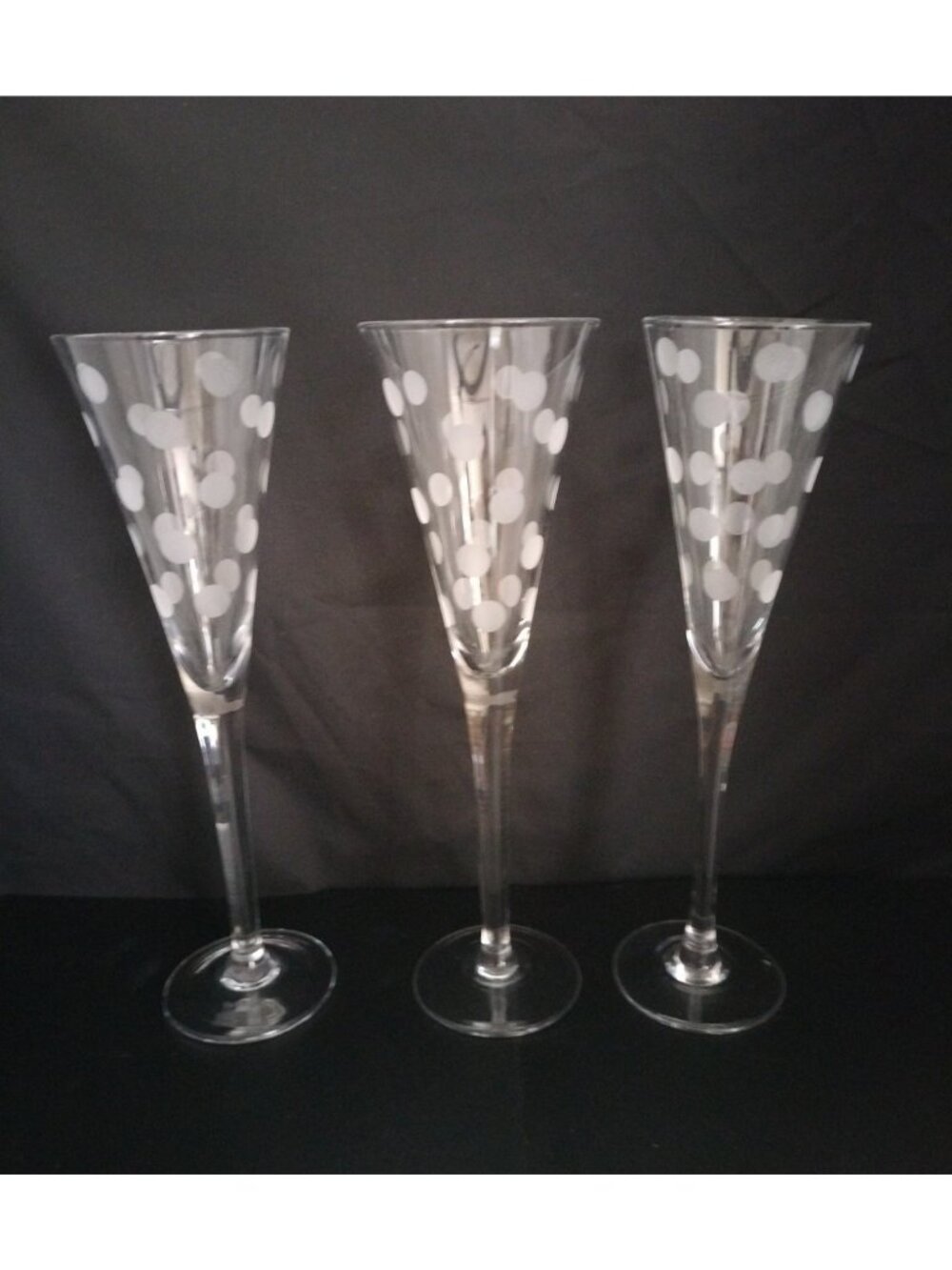 SET 3 Julfint Crystal Champagne Flutes 10"X3" By Henrik Preutz  New